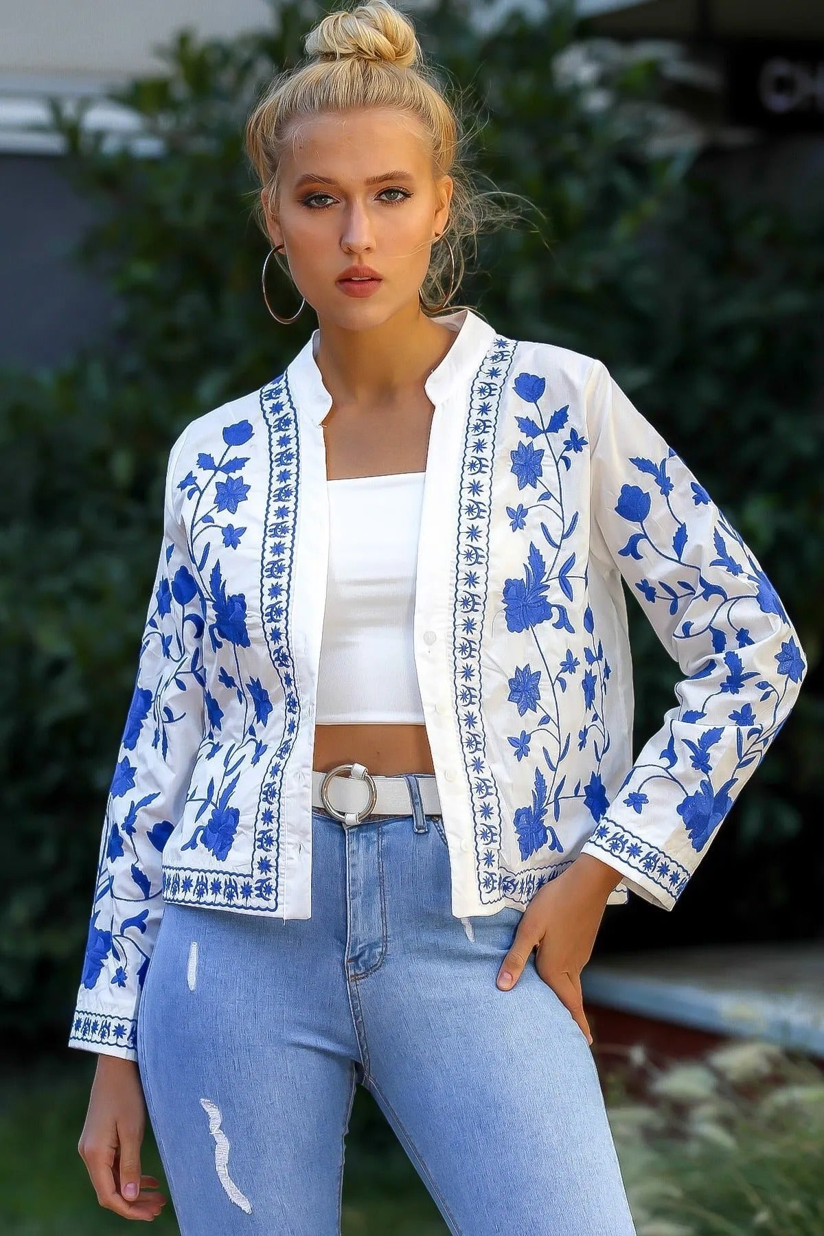 Amara - Boho Denim Blouse