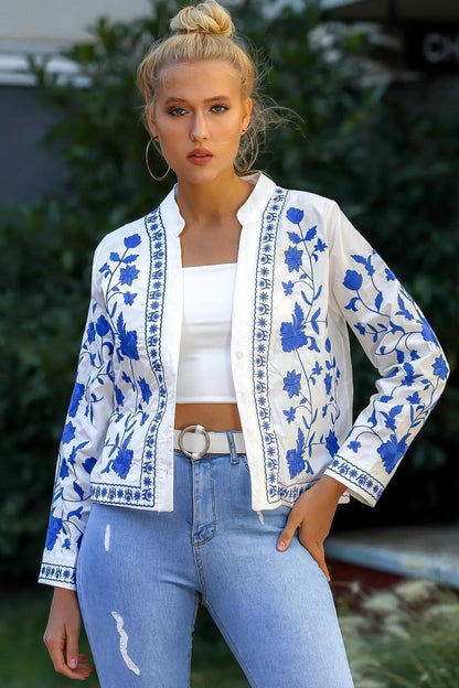 Amara - Boho Denim Blouse