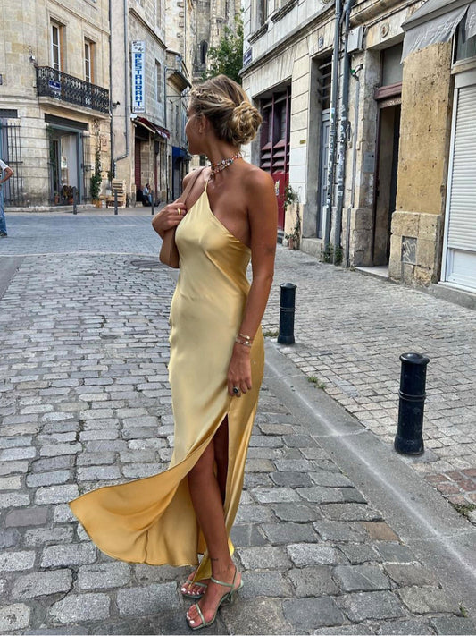 Amaris - Open Back Satin Maxi Dress