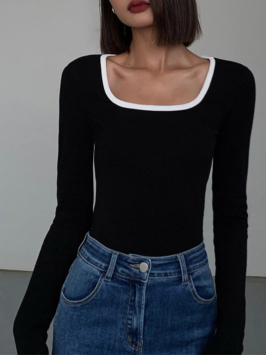 Alisson - Square Neck Contrast Trim Top
