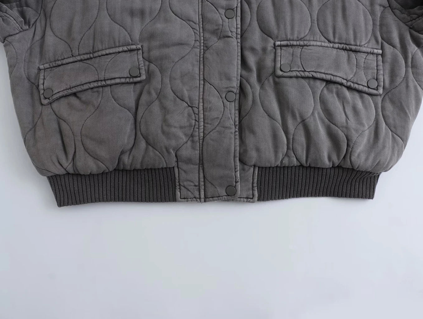 Adalee - Women's Oversized Grey Bomber Jacket
