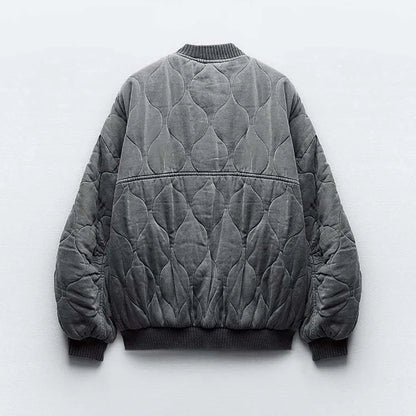 Adalee - Women's Oversized Grey Bomber Jacket