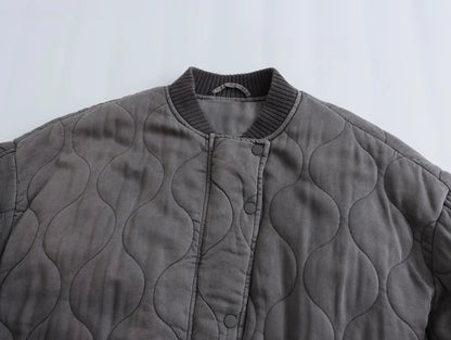 Adalee - Women's Oversized Grey Bomber Jacket