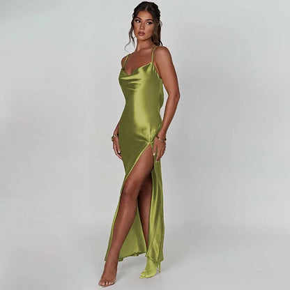 Aliana - Women’s Satin Backless Dress